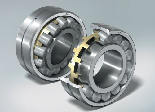 NSK’s vibrating screen series of spherical roller bearings, showing  the brass cage.