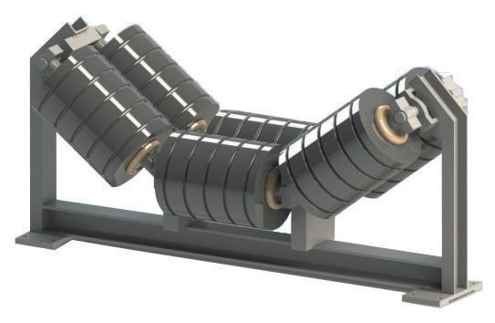 Conveyor belt rollers in a conveyor belt system.