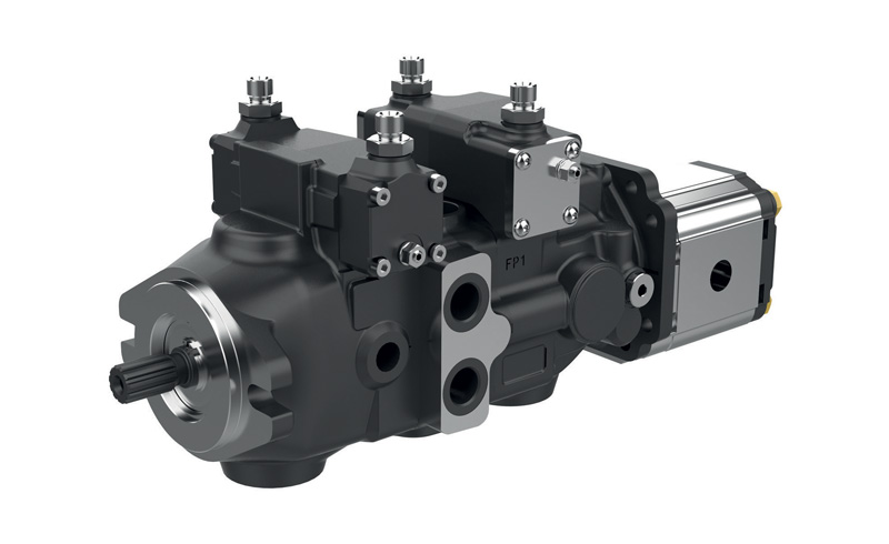  Piston pump in back-to-back tandem configuration with gear pump.