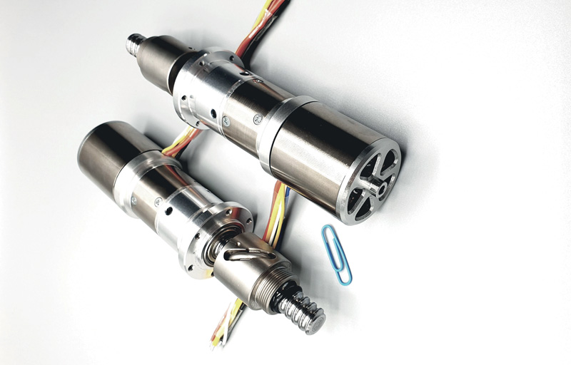  Linear actuator with recirculation ball screw and brushless outrunner motor.